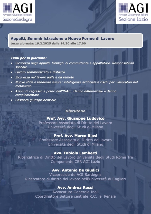 Slides del Webinar “Corso lavoro e sicurezza, 3a giornata: Appalti, Somministrazione e Nuove Forme di Lavoro”